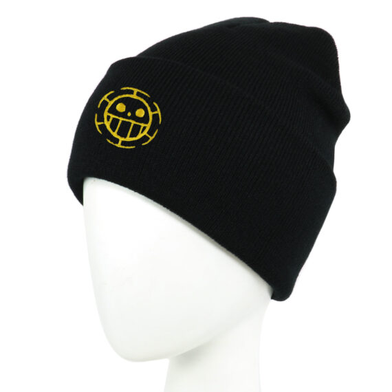 Black Winter Cap with Scary Laughing Emoji