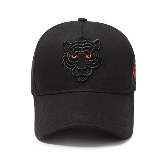 Black Lion Icon and Typed Embroidery Trucker Caps