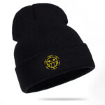 Black Winter Cap with Scary Laughing Emoji